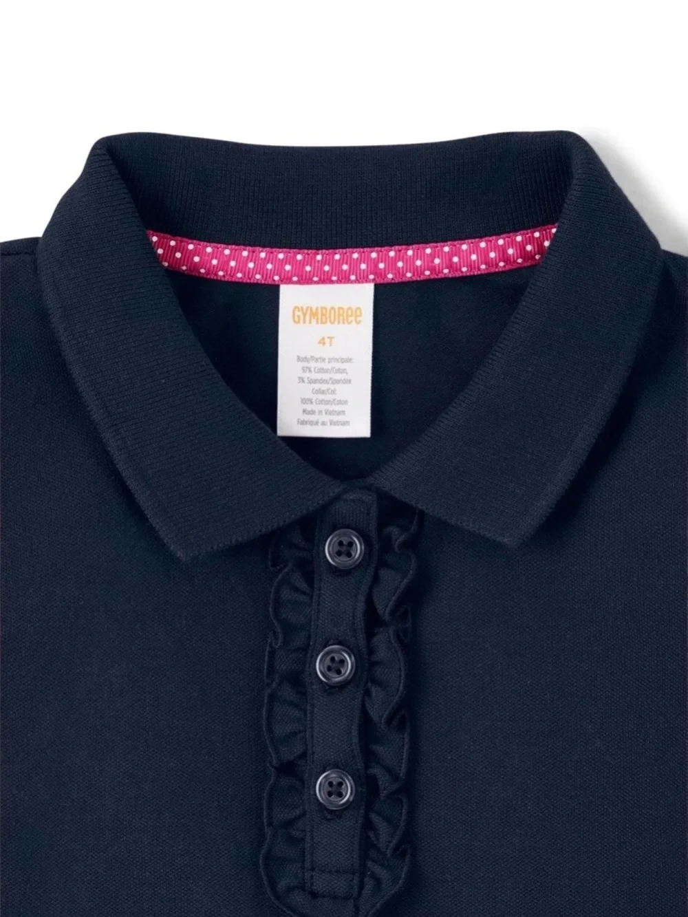 Gymboree Girls Navy Polo Top with Ruffle Placket